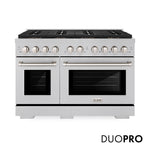 ZLINE 48 in. 6.7 cu. ft. Paramount Gas Range with 8 Burner DuoPro™ Cooktop and Dual Ovens in Satin Stainless Steel, Open Box-Good Condition