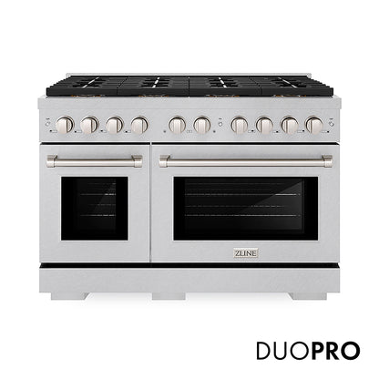 ZLINE 48 in. 6.7 cu. ft. Paramount Gas Range with 8 Burner DuoPro™ Cooktop and Dual Ovens in Satin Stainless Steel, Open Box-Good Condition