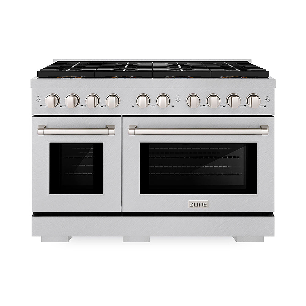 ZLINE 48 in. 6.7 cu. ft. Paramount Gas Range with 8 Burner DuoPro™ Cooktop and Dual Ovens in Satin Stainless Steel, Open Box-Good Condition