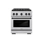 ZLINE Autograph Edition 30 in. 4.2 cu. ft. Paramount Gas Range with 4 Burner DuoPro™ Cooktop and Convection Gas Oven in Satin Stainless Steel and Matte Black Accents, Open Box-Good Condition