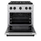 ZLINE Autograph Edition 30 in. 4.2 cu. ft. Paramount Gas Range with 4 Burner DuoPro™ Cooktop and Convection Gas Oven in Satin Stainless Steel and Matte Black Accents, Open Box-Great Condition