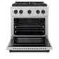 ZLINE Autograph Edition 30 in. 4.2 cu. ft. Paramount Gas Range with 4 Burner DuoPro™ Cooktop and Convection Gas Oven in Satin Stainless Steel and Matte Black Accents, Open Box-Good Condition