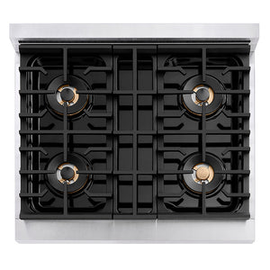 ZLINE Autograph Edition 30 in. 4.2 cu. ft. Paramount Gas Range with 4 Burner DuoPro™ Cooktop and Convection Gas Oven in Satin Stainless Steel and Matte Black Accents, Open Box-Great Condition
