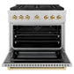 ZLINE Autograph Edition 36 in. 5.2 cu. ft. Paramount Gas Range with 6 Burner DuoPro™ Cooktop and Convection Gas Oven in Satin Stainless Steel and Polished Gold Accents, Open Box-Good Condition