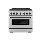 ZLINE Autograph Edition 36 in. 5.2 cu. ft. Paramount Gas Range with 6 Burner DuoPro™ Cooktop and Convection Gas Oven in Satin Stainless Steel and Matte Black Accents, Open Box-Good Condition