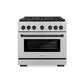 ZLINE Autograph Edition 36 in. 5.2 cu. ft. Paramount Gas Range with 6 Burner DuoPro™ Cooktop and Convection Gas Oven in Satin Stainless Steel and Matte Black Accents (PSGRSZ-36-MB) front.