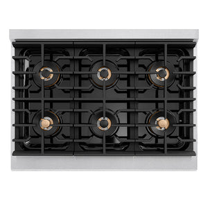 ZLINE Autograph Edition 36 in. 5.2 cu. ft. Paramount Gas Range with 6 Burner DuoPro™ Cooktop and Convection Gas Oven in Satin Stainless Steel and Matte Black Accents, Open Box-Great Condition