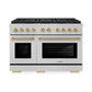 ZLINE Autograph Edition 48 in. 6.7 cu. ft. Paramount Gas Range with 8 Burner DuoPro™ Cooktop and Dual Ovens in Satin Stainless Steel and Champagne Bronze Accents, Open Box-Good Condition