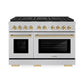 ZLINE Autograph Edition 48 in. 6.7 cu. ft. Paramount Gas Range with 8 Burner DuoPro™ Cooktop and Dual Ovens in Satin Stainless Steel and Polished Gold Accents, Open Box-Good Condition
