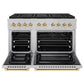 ZLINE Autograph Edition 48 in. 6.7 cu. ft. Paramount Gas Range with 8 Burner DuoPro™ Cooktop and Dual Ovens in Satin Stainless Steel and Polished Gold Accents, Open Box-Great Condition