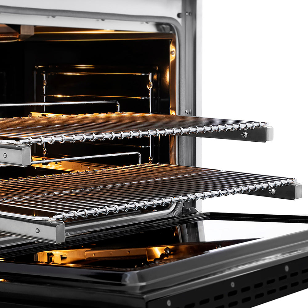 ZLINE Autograph Edition 36 in. 5.2 cu. ft. Paramount Gas Range with 6 Burner DuoPro™ Cooktop and Convection Gas Oven in Satin Stainless Steel with Black Matte Door and Champagne Bronze Accents, Open Box-Good Condition