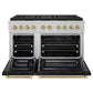 ZLINE Autograph Edition 48 in. 6.7 cu. ft. Paramount Gas Range with 8 Burner DuoPro™ Cooktop and Dual Ovens in Satin Stainless Steel with Black Matte Doors and Champagne Bronze Accents, Open Box-Good Condition