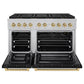 ZLINE Autograph Edition 48 in. 6.7 cu. ft. Paramount Gas Range with 8 Burner DuoPro™ Cooktop and Dual Ovens in Satin Stainless Steel with Black Matte Doors and Champagne Bronze Accents, Open Box-Great Condition