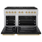 ZLINE Autograph Edition 48 in. 6.7 cu. ft. Paramount Gas Range with 8 Burner DuoPro™ Cooktop and Dual Ovens in Satin Stainless Steel with Black Matte Doors and Polished Gold Accents, Open Box-Great Condition