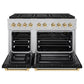 ZLINE Autograph Edition 48 in. 6.7 cu. ft. Paramount Gas Range with 8 Burner DuoPro™ Cooktop and Dual Ovens in Satin Stainless Steel with Black Matte Doors and Polished Gold Accents, Open Box-Good Condition