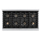 ZLINE Autograph Edition 48 in. 6.7 cu. ft. Paramount Gas Range with 8 Burner DuoPro™ Cooktop and Dual Ovens in Satin Stainless Steel with Black Matte Doors and Polished Gold Accents, Open Box-Good Condition