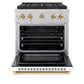 ZLINE Autograph Edition 30 in. 4.2 cu. ft. Paramount Gas Range with 4 Burner DuoPro™ Cooktop and Convection Gas Oven in Satin Stainless Steel with White Matte Door and Polished Gold Accents, Open Box-Great Condition