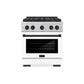 ZLINE Autograph Edition 30 in. 4.2 cu. ft. Paramount Gas Range with 4 Burner DuoPro™ Cooktop and Convection Gas Oven in Satin Stainless Steel with White Matte Door and Matte Black Accents, Open Box-Great Condition