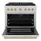 ZLINE Autograph Edition 36 in. 5.2 cu. ft. Paramount Gas Range with 6 Burner DuoPro™ Cooktop and Convection Gas Oven in Satin Stainless Steel with White Matte Door and Champagne Bronze Accents, Open Box-Great Condition