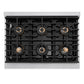 ZLINE Autograph Edition 36 in. 5.2 cu. ft. Paramount Gas Range with 6 Burner DuoPro™ Cooktop and Convection Gas Oven in Satin Stainless Steel with White Matte Door and Champagne Bronze Accents, Open Box-Good Condition