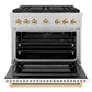 ZLINE Autograph Edition 36 in. 5.2 cu. ft. Paramount Gas Range with 6 Burner DuoPro™ Cooktop and Convection Gas Oven in Satin Stainless Steel with White Matte Door and Polished Gold Accents, Open Box-Great Condition
