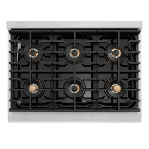 ZLINE Autograph Edition 36 in. 5.2 cu. ft. Paramount Gas Range with 6 Burner DuoPro™ Cooktop and Convection Gas Oven in Satin Stainless Steel with White Matte Door and Matte Black Accents, Open Box-Great Condition