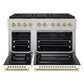 ZLINE Autograph Edition 48 in. 6.7 cu. ft. Paramount Gas Range with 8 Burner DuoPro™ Cooktop and Dual Ovens in Satin Stainless Steel with White Matte Doors and Champagne Bronze Accents, Open Box-Great Condition