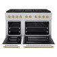ZLINE Autograph Edition 48 in. 6.7 cu. ft. Paramount Gas Range with 8 Burner DuoPro™ Cooktop and Dual Ovens in Satin Stainless Steel with White Matte Doors and Polished Gold Accents, Open Box-Great Condition