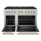 ZLINE Autograph Edition 48 in. 6.7 cu. ft. Paramount Gas Range with 8 Burner DuoPro™ Cooktop and Dual Ovens in Satin Stainless Steel with White Matte Doors and Polished Gold Accents, Open Box-Good Condition