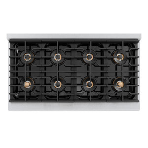 ZLINE Autograph Edition 48 in. 6.7 cu. ft. Paramount Gas Range with 8 Burner DuoPro™ Cooktop and Dual Ovens in Satin Stainless Steel with White Matte Doors and Polished Gold Accents, Open Box-Good Condition