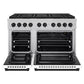 ZLINE Autograph Edition 48 in. 6.7 cu. ft. Paramount Gas Range with 8 Burner DuoPro™ Cooktop and Dual Ovens in Satin Stainless Steel with White Matte Doors and Matte Black Accents, Open Box-Good Condition