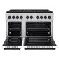 ZLINE Autograph Edition 48 in. 6.7 cu. ft. Paramount Gas Range with 8 Burner DuoPro™ Cooktop and Dual Ovens in Satin Stainless Steel with White Matte Doors and Matte Black Accents, Open Box-Great Condition