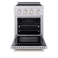 ZLINE 24 in. 3.2 cu. ft. Paramount Induction Range with 3 Element Cooktop and Electric Convection Oven in Satin Stainless Steel (SINRS-24) front, oven open.