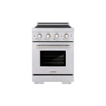 ZLINE 24 in. 3.2 cu. ft. Paramount Induction Range with 3 Element Cooktop and Electric Convection Oven in Satin Stainless Steel (SINRS-24) main image.