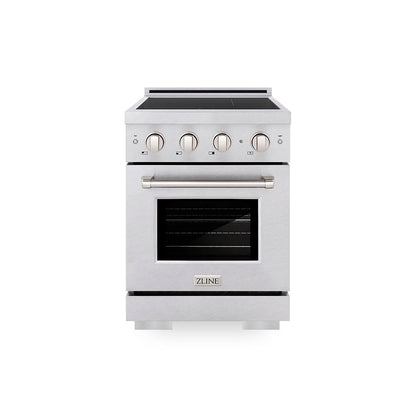 ZLINE 24 in. 3.2 cu. ft. Paramount Induction Range with 3 Element Cooktop and Electric Convection Oven in Satin Stainless Steel, Open Box-Great Condition