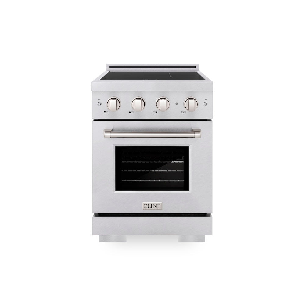 ZLINE 24 in. 3.2 cu. ft. Paramount Induction Range with 3 Element Cooktop and Electric Convection Oven in Satin Stainless Steel, Open Box-Good Condition