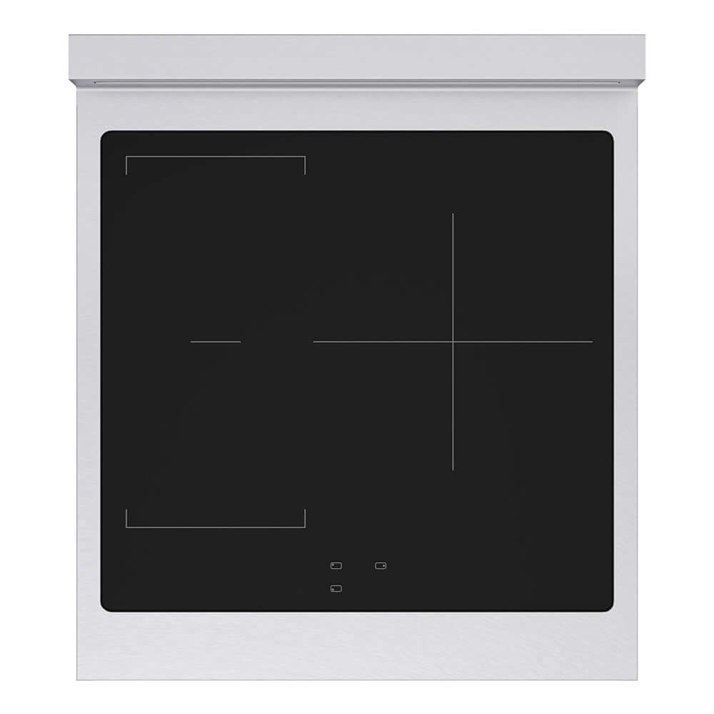 ZLINE 24 in. 3.2 cu. ft. Paramount Induction Range with 3 Element Cooktop and Electric Convection Oven in Satin Stainless Steel (SINRS-24) top-down, above cooktop.