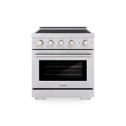 ZLINE 30 in. 4.2 cu. ft. Paramount Induction Range with 4 Element Cooktop and Electric Convection Oven in Satin Stainless Steel, Open Box-Good Condition