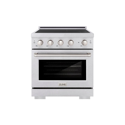 ZLINE 30 in. 4.2 cu. ft. Paramount Induction Range with 4 Element Cooktop and Electric Convection Oven in Satin Stainless Steel, Open Box-Great Condition