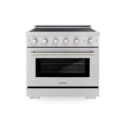 ZLINE 36 in. 5.2 cu. ft. Paramount Induction Range with 5 Element Cooktop and Electric Convection Oven in Satin Stainless Steel, Open Box-Great Condition