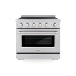 ZLINE 36 in. 5.2 cu. ft. Paramount Induction Range with 5 Element Cooktop and Electric Convection Oven in Satin Stainless Steel, Open Box-Good Condition