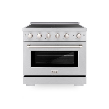 ZLINE 36 in. 5.2 cu. ft. Paramount Induction Range with 5 Element Cooktop and Electric Convection Oven in Satin Stainless Steel, Open Box-Good Condition