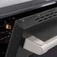 ZLINE 30 in. 4.2 cu. ft. Paramount Induction Range with 4 Element Cooktop and Electric Convection Oven in Satin Stainless Steel with Black Matte Door (SINRS-BLM-30) oven door slightly open showing handle detail.
