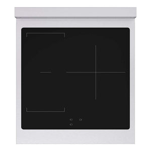 ZLINE 24 in. 3.2 cu. ft. Paramount Induction Range with 3 Element Cooktop and Electric Convection Oven in Satin Stainless Steel with White Matte Door (SINRS-WM-24) top-down, above cooktop.