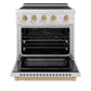 ZLINE Autograph Edition 30 in. 4.2 cu. ft. Paramount Induction Range with 4 Element Cooktop and Electric Convection Oven in Satin Stainless Steel with Champagne Bronze Accents, Open Box-Great Condition
