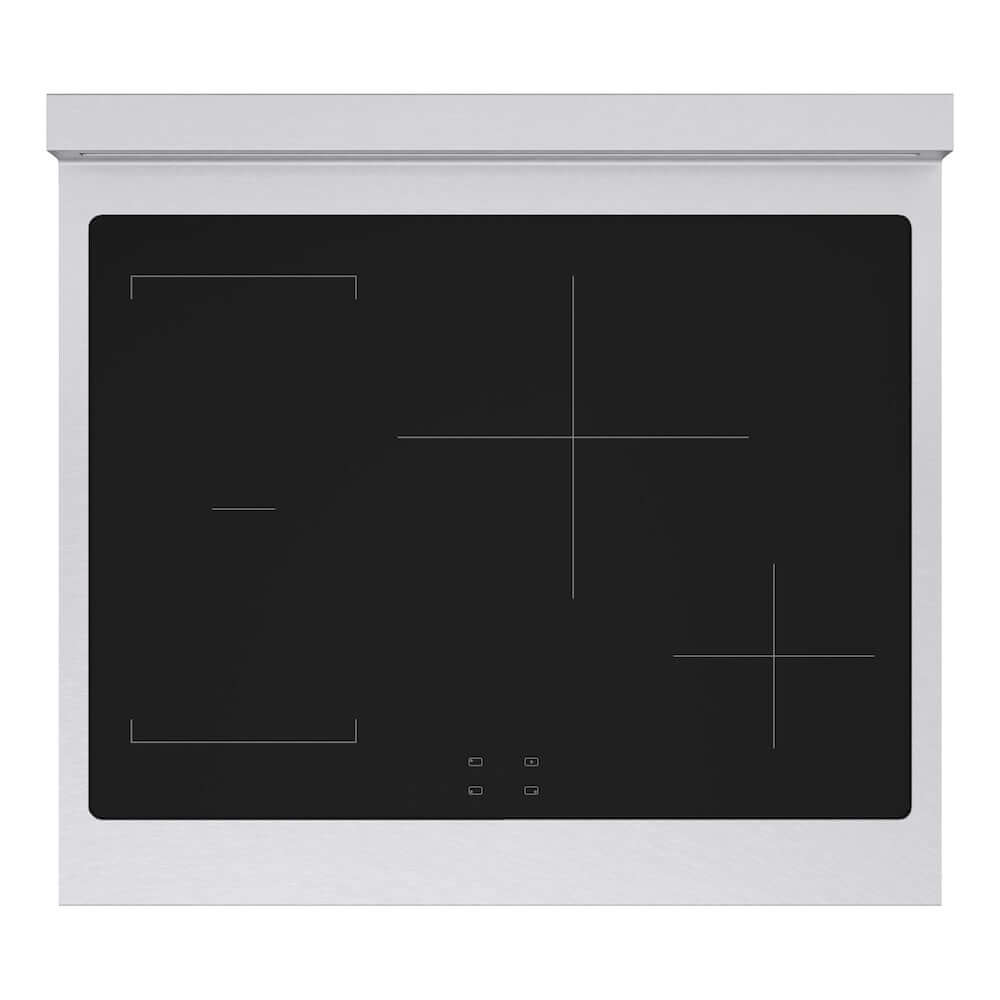 ZLINE Autograph Edition 30 in. 4.2 cu. ft. Paramount Induction Range with 4 Element Cooktop and Electric Convection Oven in Satin Stainless Steel with Polished Gold Accents (SINRSZ-30-G) top-down, above cooktop.