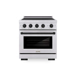 ZLINE Autograph Edition 30 in. 4.2 cu. ft. Paramount Induction Range with 4 Element Cooktop and Electric Convection Oven in Satin Stainless Steel with Matte Black Accents (SINRSZ-30-MB) main image.