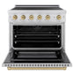 ZLINE Autograph Edition 36 in. 5.2 cu. ft. Paramount Induction Range with 5 Element Cooktop and Electric Convection Oven in Satin Stainless Steel with Champagne Bronze Accents, Open Box-Great Condition