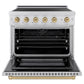 ZLINE Autograph Edition 36 in. 5.2 cu. ft. Paramount Induction Range with 5 Element Cooktop and Electric Convection Oven in Satin Stainless Steel with Champagne Bronze Accents, Open Box-Good Condition