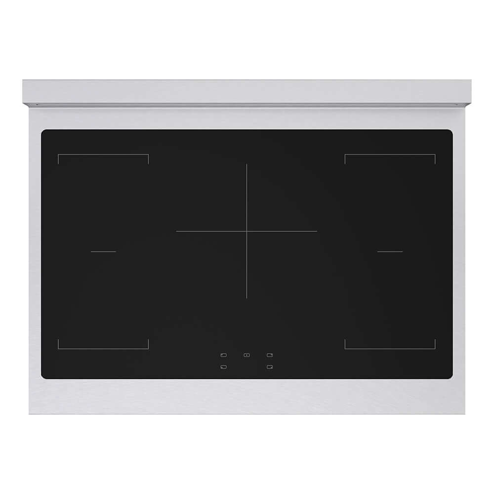 ZLINE Autograph Edition 36 in. 5.2 cu. ft. Paramount Induction Range with 5 Element Cooktop and Electric Convection Oven in Satin Stainless Steel with Polished Gold Accents (SINRSZ-36-G) top-down, above cooktop.